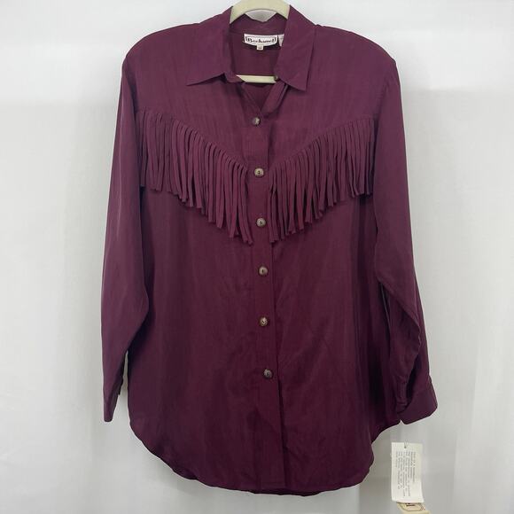 Bechamel Size S / M Long Sleeve Western Fringe Button Down Shirt Vintage Rodeo - Picture 1 of 7
